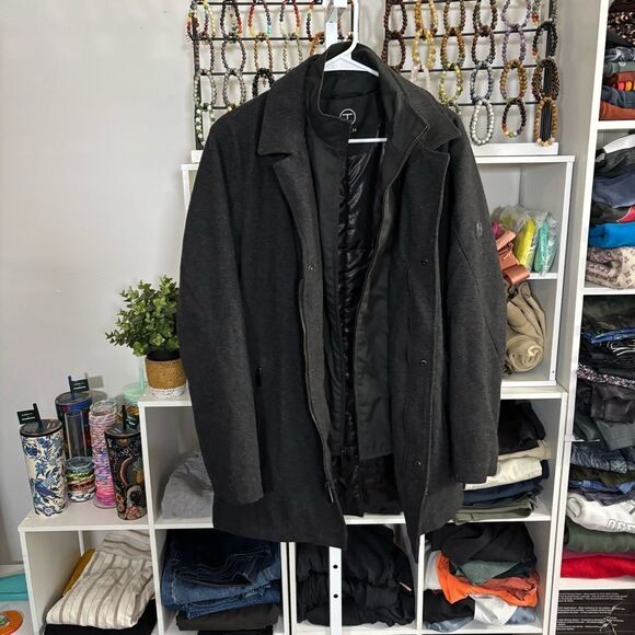 Men's Black wool Coat T Tech by TUMI winter weatherproof coat layered - Picture 11 of 14